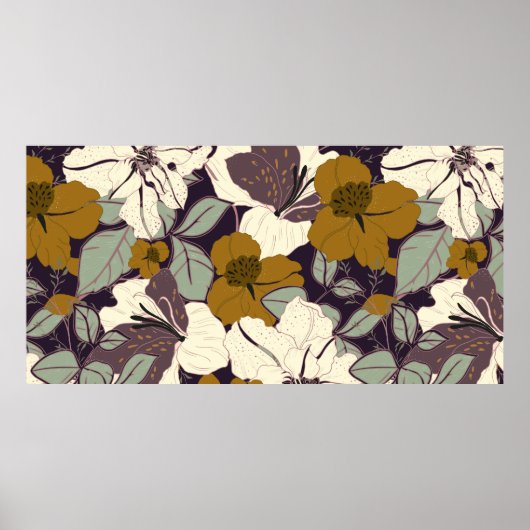 Elegantes Muster mit Blume und Blättern. Vena flor Poster (Vorne)