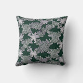 Elegantes Muster mit Blumenmuster in Grün und Weiß Kissen (Rückseite)