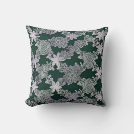 Elegantes Muster mit Blumenmuster in Grün und Weiß Kissen