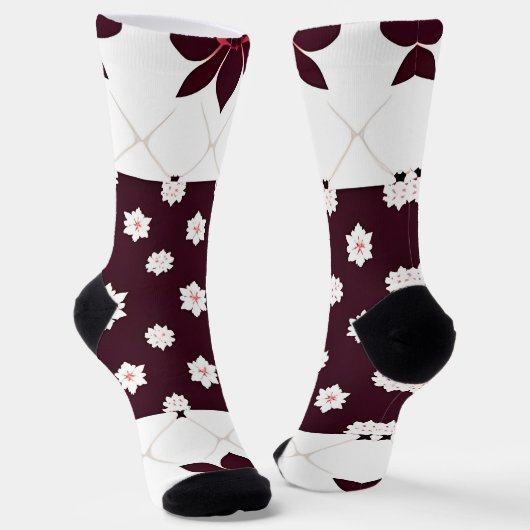 Elegantes Muster mit Lotus und Blossom Socken (Gewinkelt)