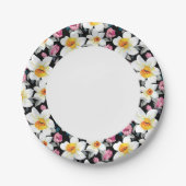 Elegantes Muster mit Narzisse-Blume Pappteller (Vorderseite)
