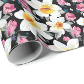 Elegantes Muster mit narzissenartigen Blume Geschenkpapier (Rolleneckpunkt)