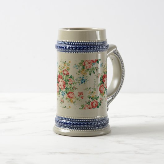 Elegantes Muster mit Rose Design Element Bierglas (VorderseiteRechts)