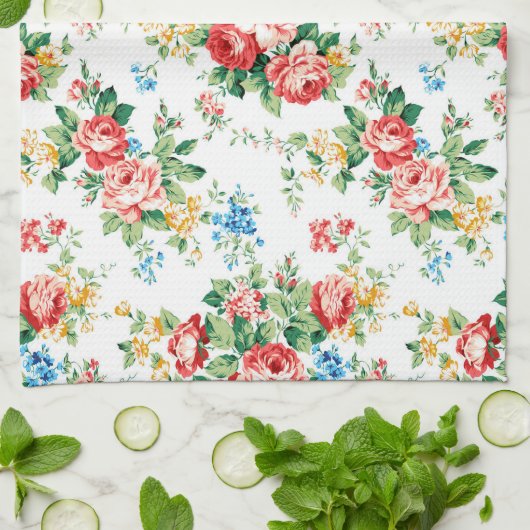 Elegantes Muster mit Rose Design Element Geschirrtuch (Gefaltet)