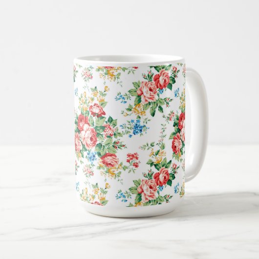 Elegantes Muster mit Rose Design Element Kaffeetasse (VorderseiteRechts)