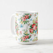 Elegantes Muster mit Rose Design Element Kaffeetasse (Vorderseite Links)