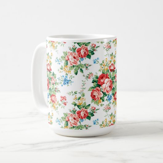 Elegantes Muster mit Rose Design Element Kaffeetasse (Vorderseite Links)