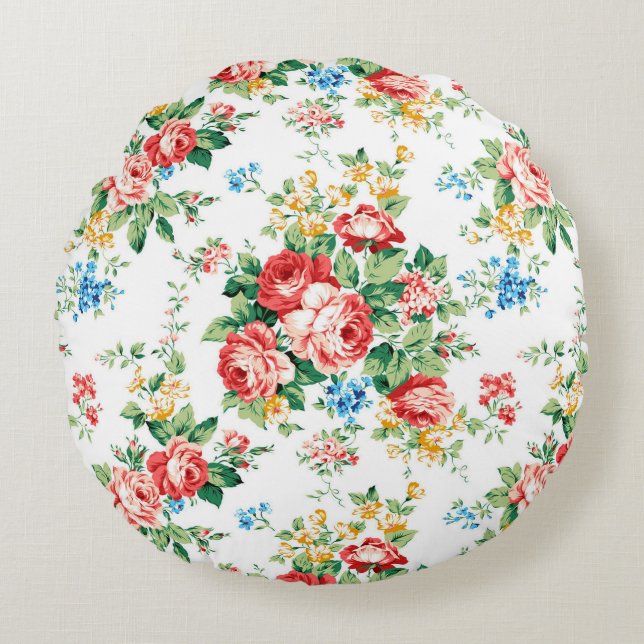 Elegantes Muster mit Rose Design Element Rundes Kissen (Vorderseite)