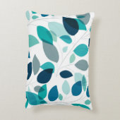 Elegantes Muster moderner blauer und grüner Blätte Dekokissen (Rückseite(Vertikal))