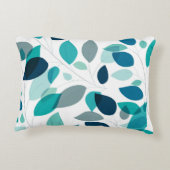 Elegantes Muster moderner blauer und grüner Blätte Dekokissen (Rückseite)