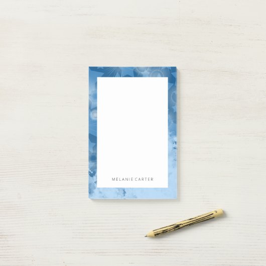 Elegantes Muster Moderner Sterne Klassischer Blaue Post-it Klebezettel (Auf Schreibtisch)