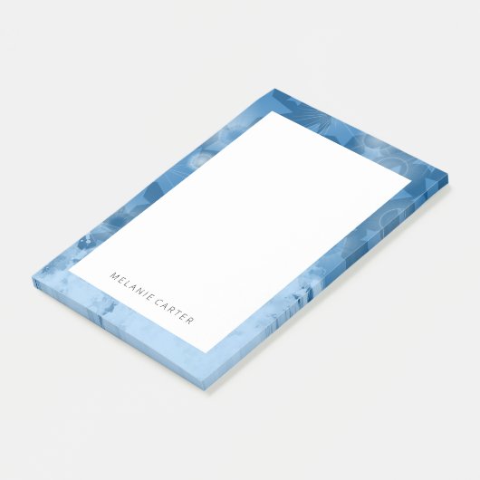 Elegantes Muster Moderner Sterne Klassischer Blaue Post-it Klebezettel (angewinkelt)