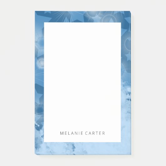 Elegantes Muster Moderner Sterne Klassischer Blaue Post-it Klebezettel (Vorderseite)