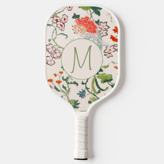 Elegantes Muster Monogramm Pickleball Schläger (Rückseite)