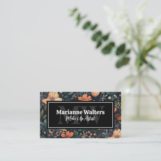 Elegantes Muster | Monogramm Visitenkarte (Stehend Vorderseite)