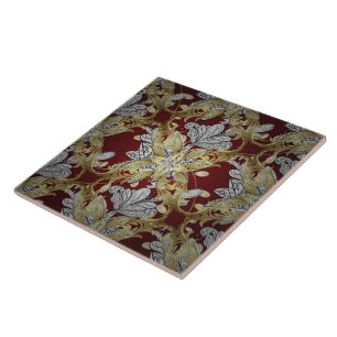 Elegantes Muster neutrale Farben Gold-Element Fliese