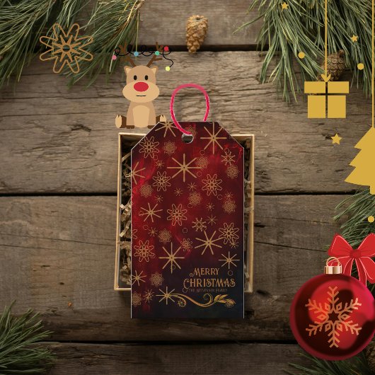Elegantes Muster RED GOLD Frohe Weihnachten Geschenkanhänger