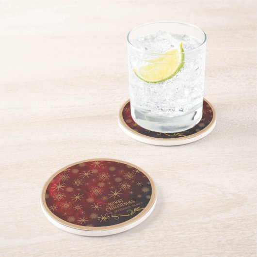 Elegantes Muster RED GOLD Getränkeuntersetzer (Seite)