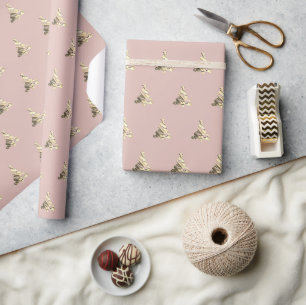 Elegantes Muster Rosa Rose Gold Weihnachtsbaum Geschenkpapier