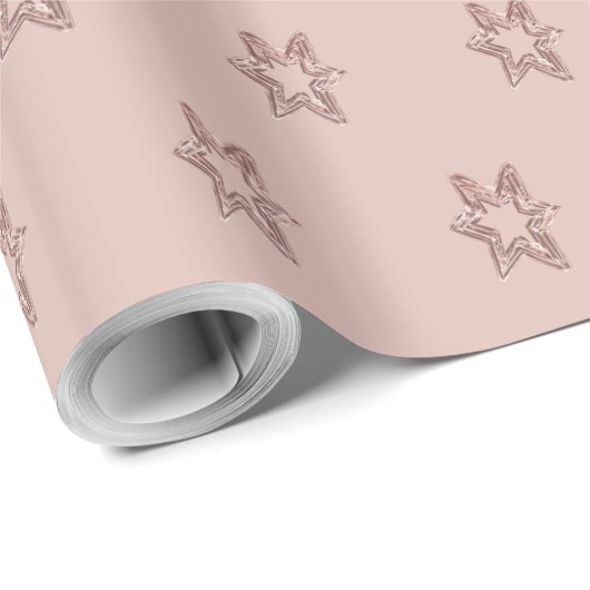 Elegantes Muster Soft Pink Weihnachtsstars Geschenkpapier (Rolleneckpunkt)
