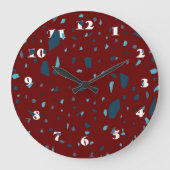 Elegantes Muster Terrazzo Große Wanduhr (Vorderseite)