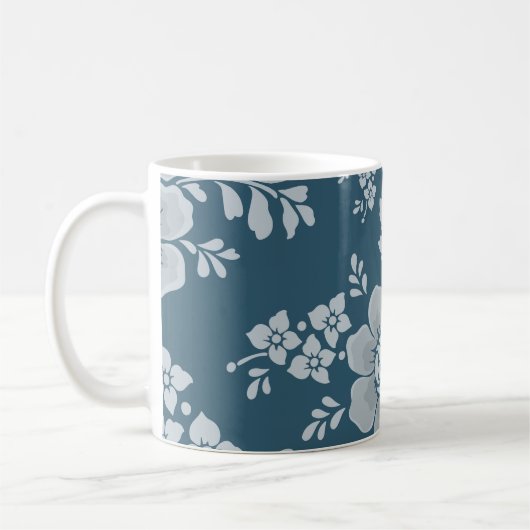Elegantes Muster Vintager blauer Blume Kaffeetasse (Links)