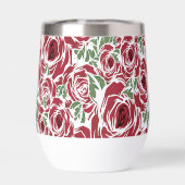 Elegantes Muster Vintager Rose - Rot und Grün (Rückseite)