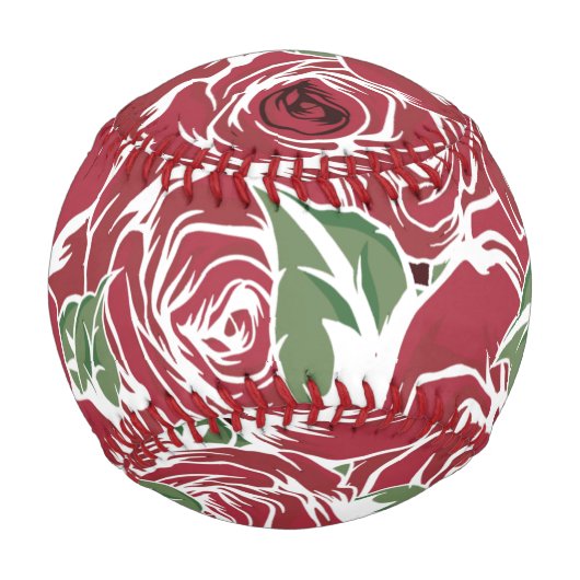 Elegantes Muster Vintager Rose - Rot und Grün Baseball (Vorderseite)