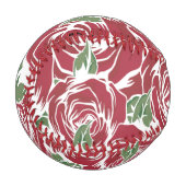 Elegantes Muster Vintager Rose - Rot und Grün Baseball (Vorderseite Links)