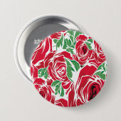 Elegantes Muster Vintager Rose - Rot und Grün Button (Vorne & Hinten)