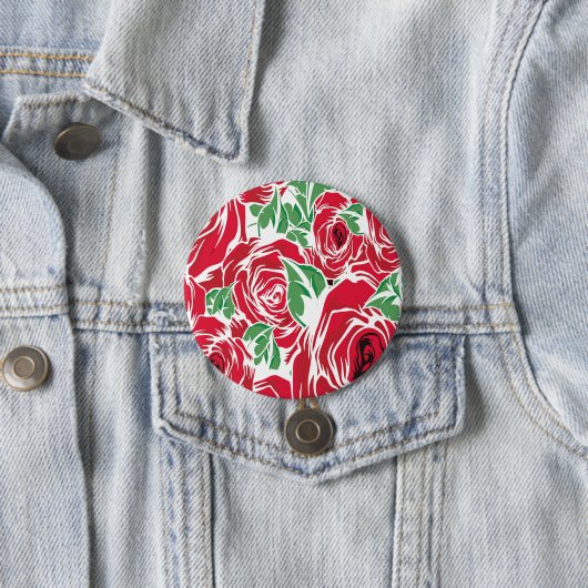 Elegantes Muster Vintager Rose - Rot und Grün Button (Beispiel)