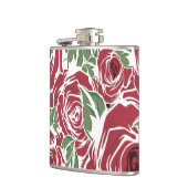 Elegantes Muster Vintager Rose - Rot und Grün Flachmann (Links)