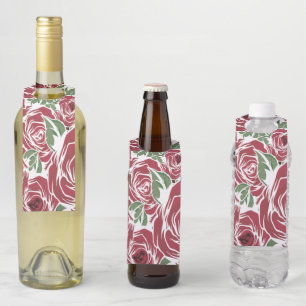 Elegantes Muster Vintager Rose - Rot und Grün Flaschenanhänger