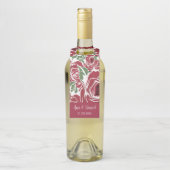 Elegantes Muster Vintager Rose - Rot und Grün Flaschenanhänger (Auf Flasche)
