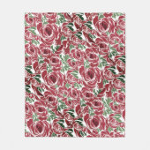 Elegantes Muster Vintager Rose - Rot und Grün Fleecedecke (Vorderseite)