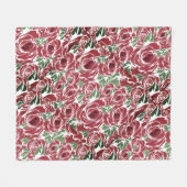 Elegantes Muster Vintager Rose - Rot und Grün Fleecedecke (Vorderseite (Horizontal))