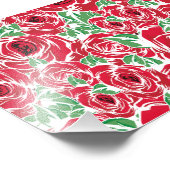 Elegantes Muster Vintager Rose - Rot und Grün Fotodruck (Ecke)