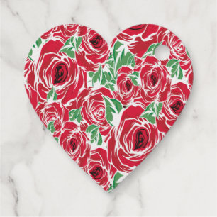 Elegantes Muster Vintager Rose - Rot und Grün Geschenkanhänger