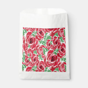 Elegantes Muster Vintager Rose - Rot und Grün Geschenktütchen