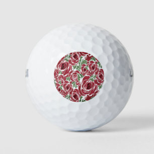Elegantes Muster Vintager Rose - Rot und Grün Golfball