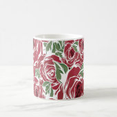 Elegantes Muster Vintager Rose - Rot und Grün Kaffeetasse (Mittel)