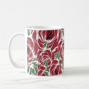 Elegantes Muster Vintager Rose - Rot und Grün Kaffeetasse