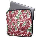Elegantes Muster Vintager Rose - Rot und Grün Laptopschutzhülle (Vorderseite Links)