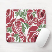 Elegantes Muster Vintager Rose - Rot und Grün Mousepad (Mit Mouse)