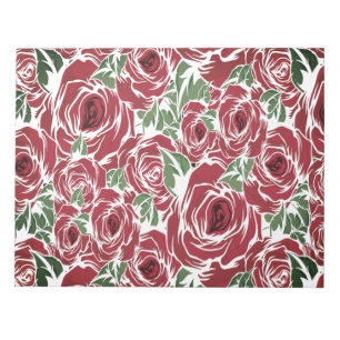 Elegantes Muster Vintager Rose - Rot und Grün Notizblock