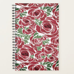 Elegantes Muster Vintager Rose - Rot und Grün Planer