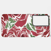 Elegantes Muster Vintager Rose - Rot und Grün Samsung Galaxy Hülle (Linke Seite)