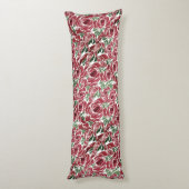 Elegantes Muster Vintager Rose - Rot und Grün Seitenschläferkissen (Rückseite (Vertikal))