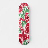 Elegantes Muster Vintager Rose - Rot und Grün Skateboard (Vorne)