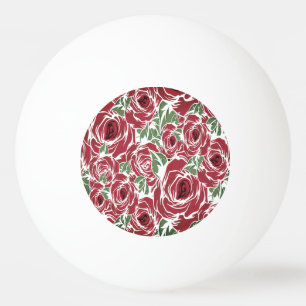 Elegantes Muster Vintager Rose - Rot und Grün Tischtennisball